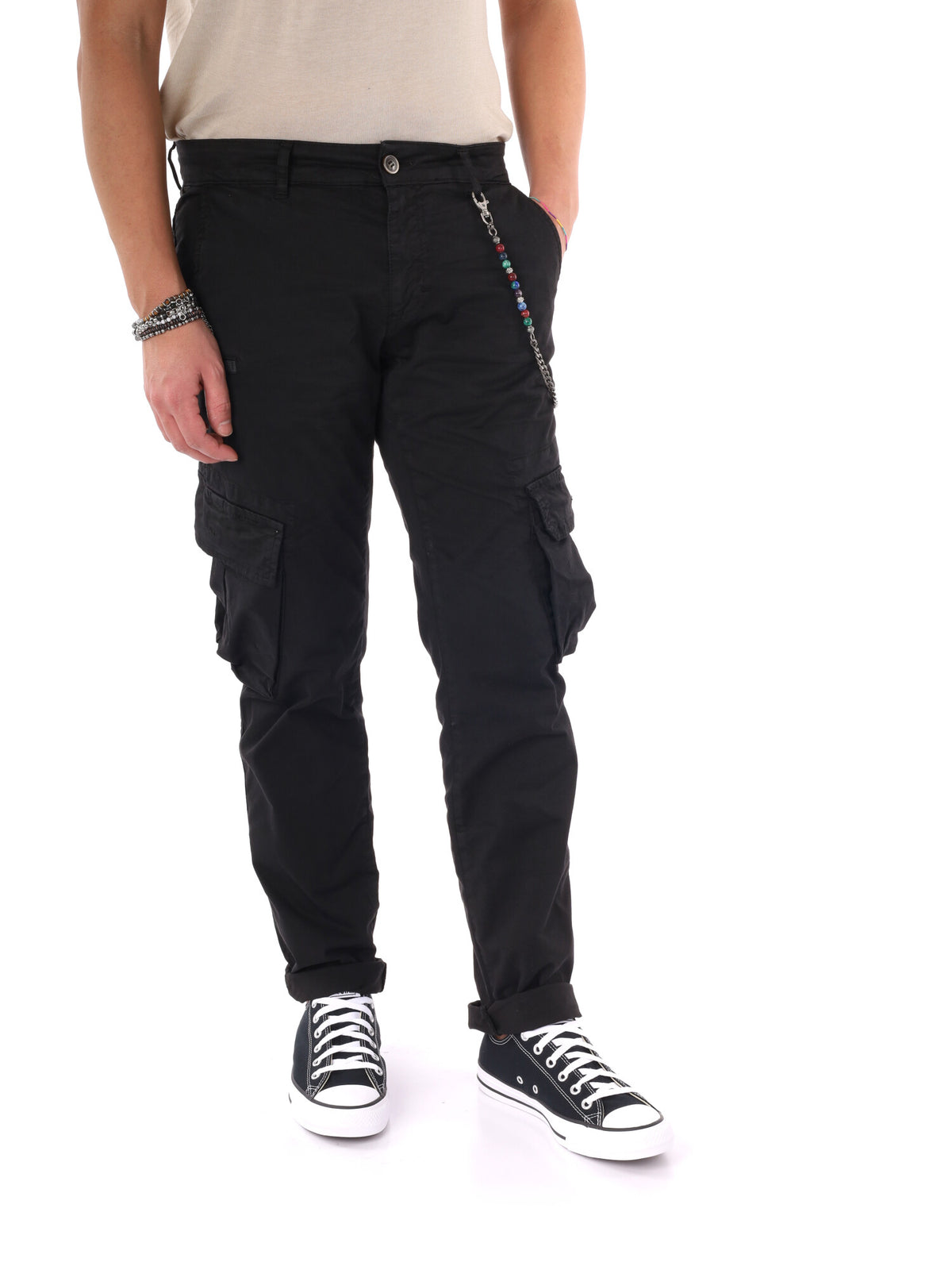 F.b. panta cargo pantalone da uomo nero