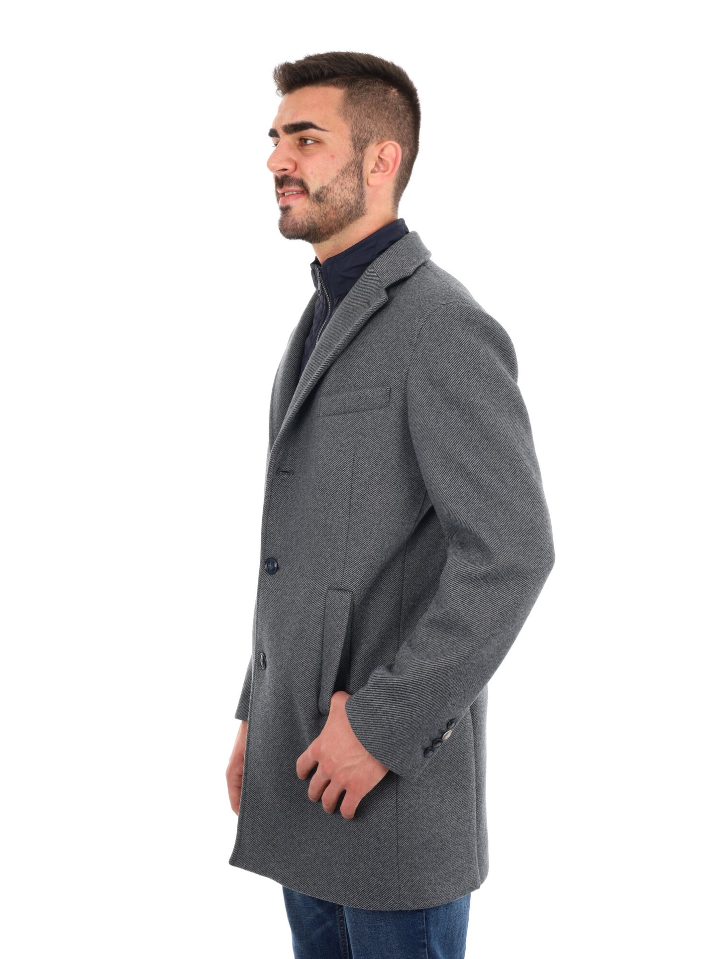CAPPOTTO CON COLLO GILET FB DA UOMO GRIGIO