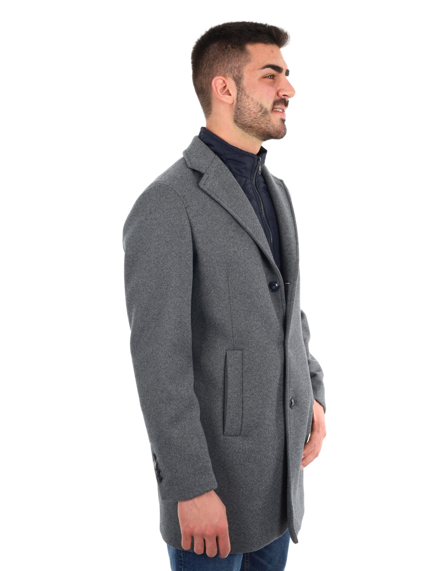 CAPPOTTO CON COLLO GILET FB DA UOMO GRIGIO