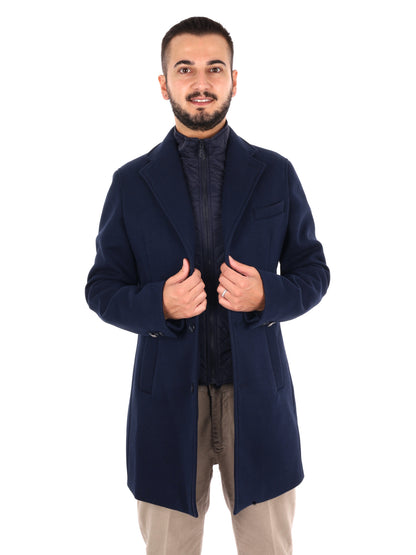 Fb Tucano Spigato Navy, cappotto da uomo blu