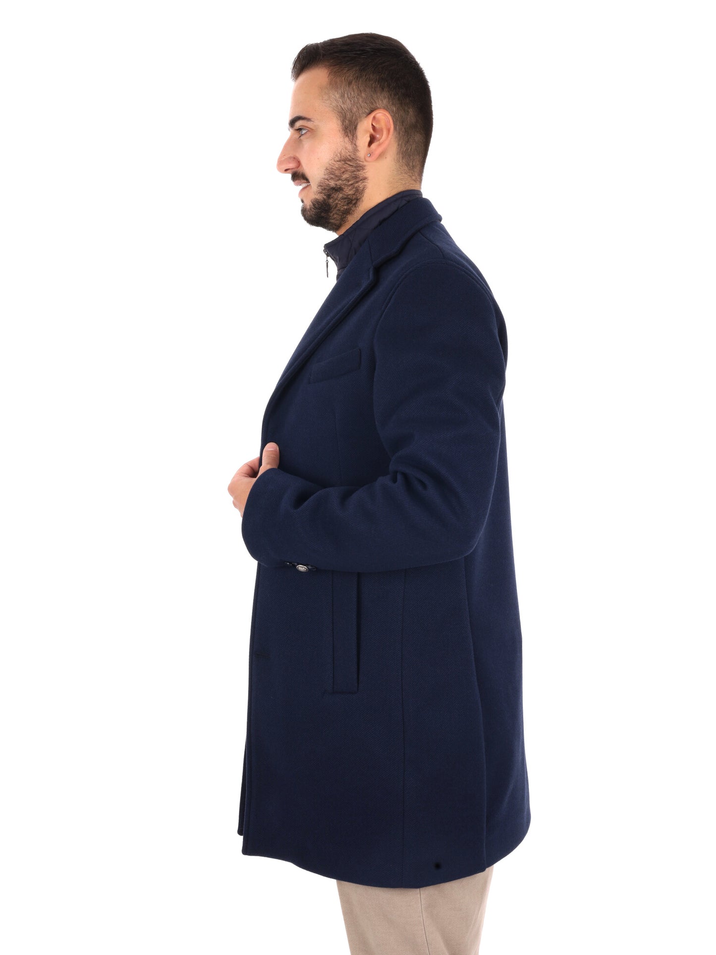 Fb Tucano Spigato Navy, cappotto da uomo blu