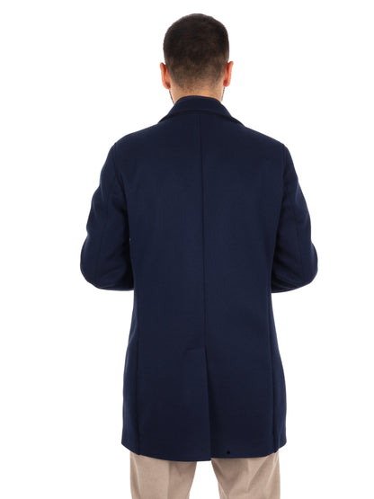 Fb Tucano Spigato Navy, cappotto da uomo blu