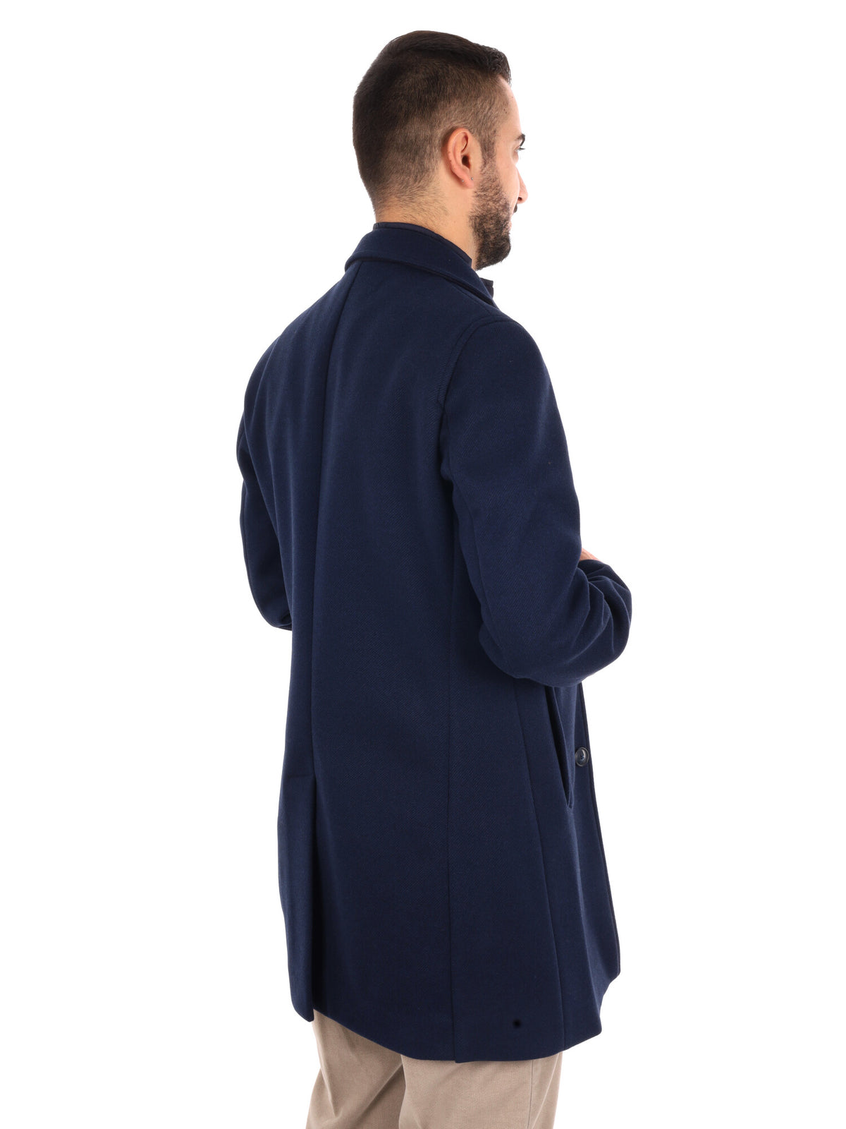 Fb Tucano Spigato Navy, cappotto da uomo blu