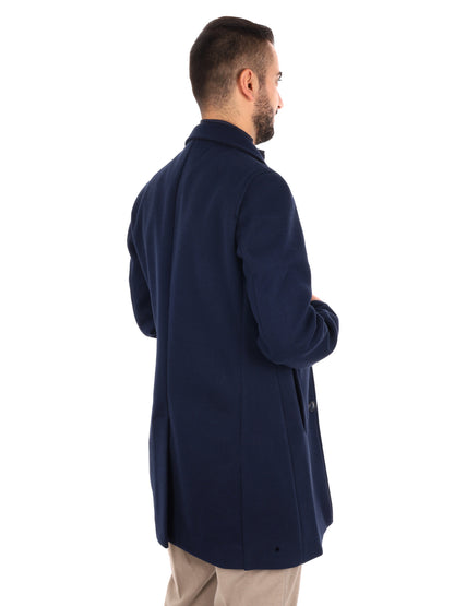 Fb Tucano Spigato Navy, cappotto da uomo blu