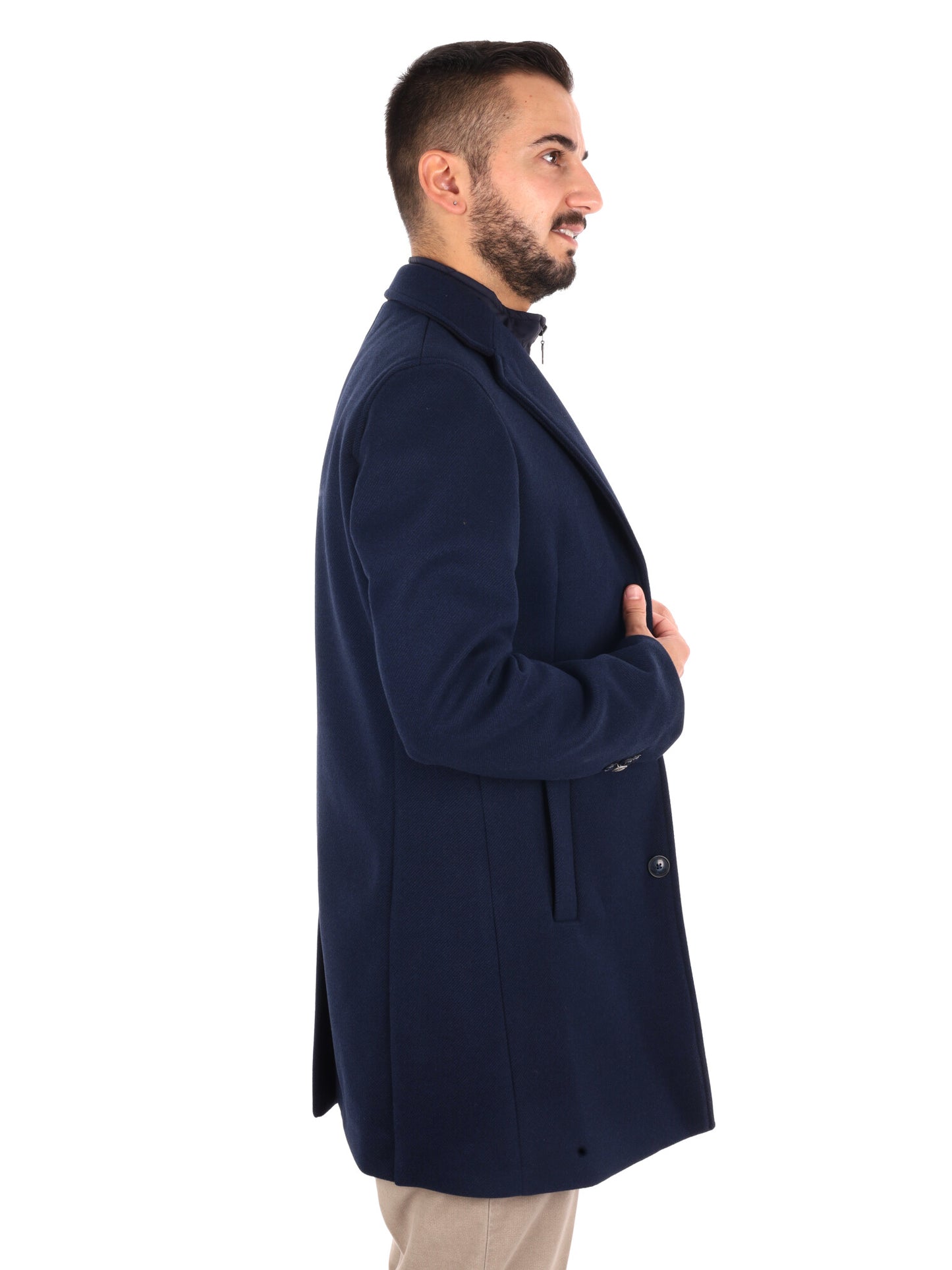 Fb Tucano Spigato Navy, cappotto da uomo blu