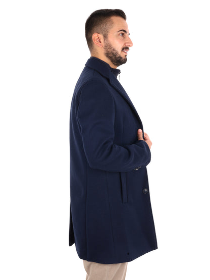 Fb Tucano Spigato Navy, cappotto da uomo blu