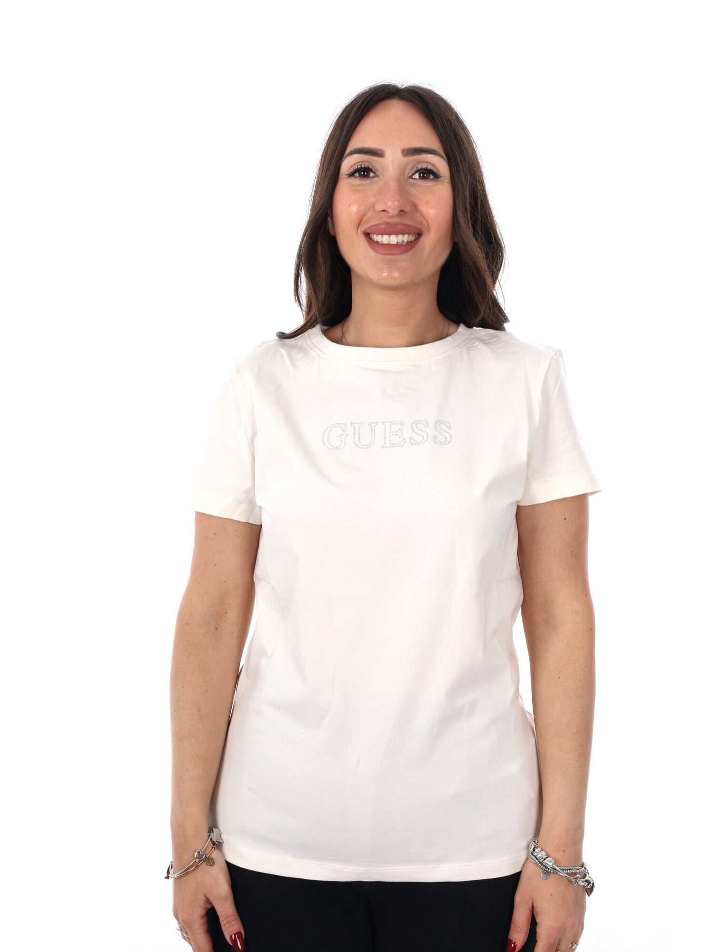Guess Brianna, t-shirt donna maniche corte color panna