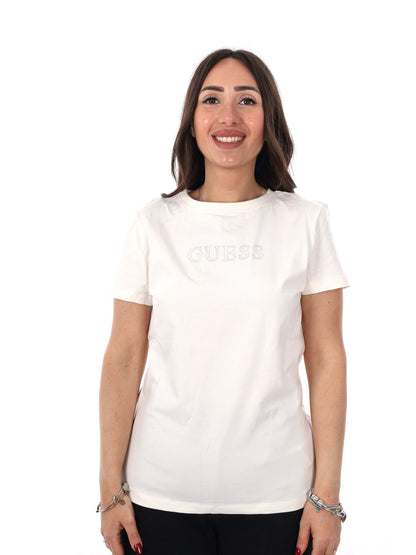 Guess Brianna, t-shirt donna maniche corte color panna