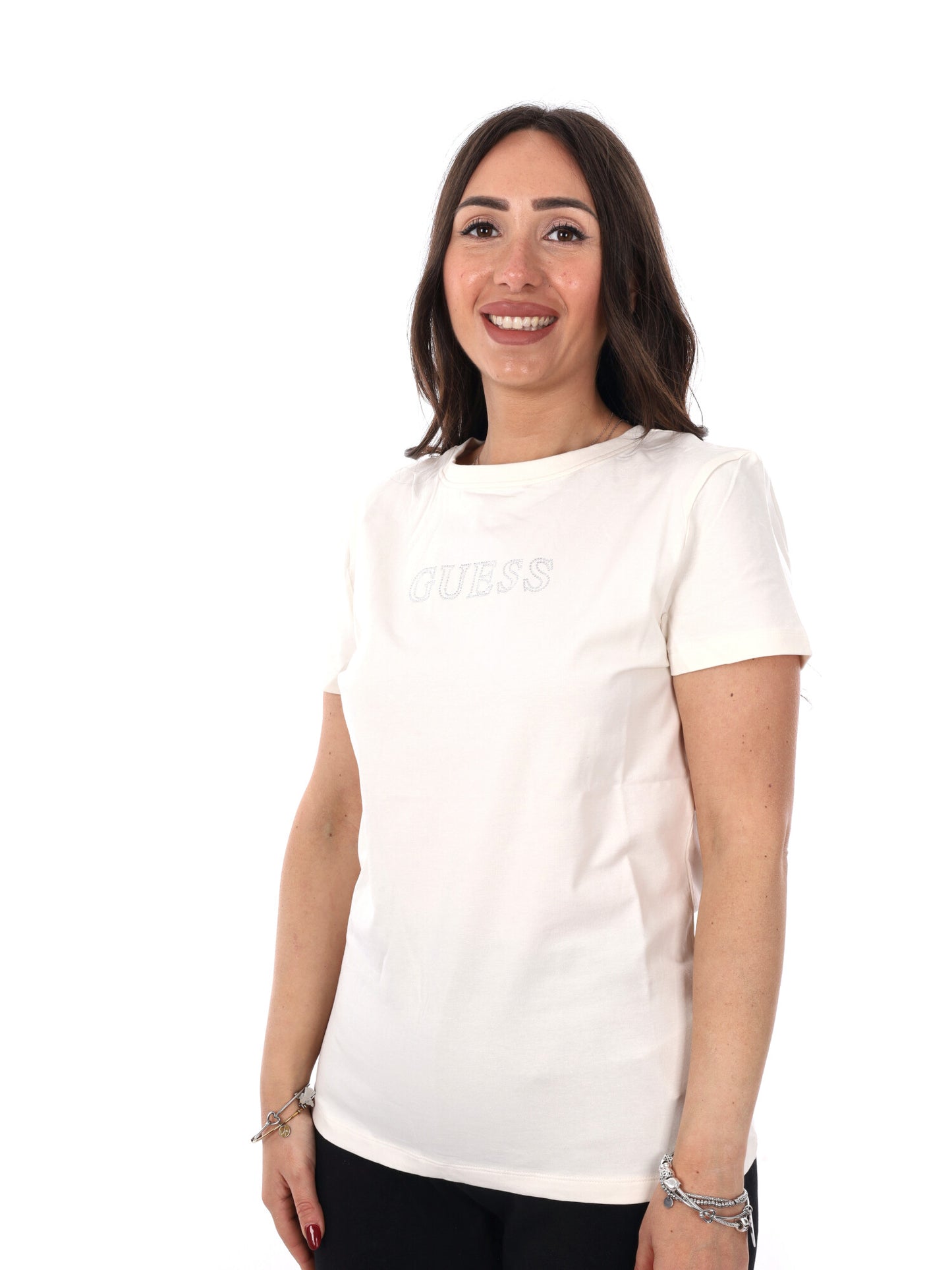 Guess Brianna, t-shirt donna maniche corte color panna