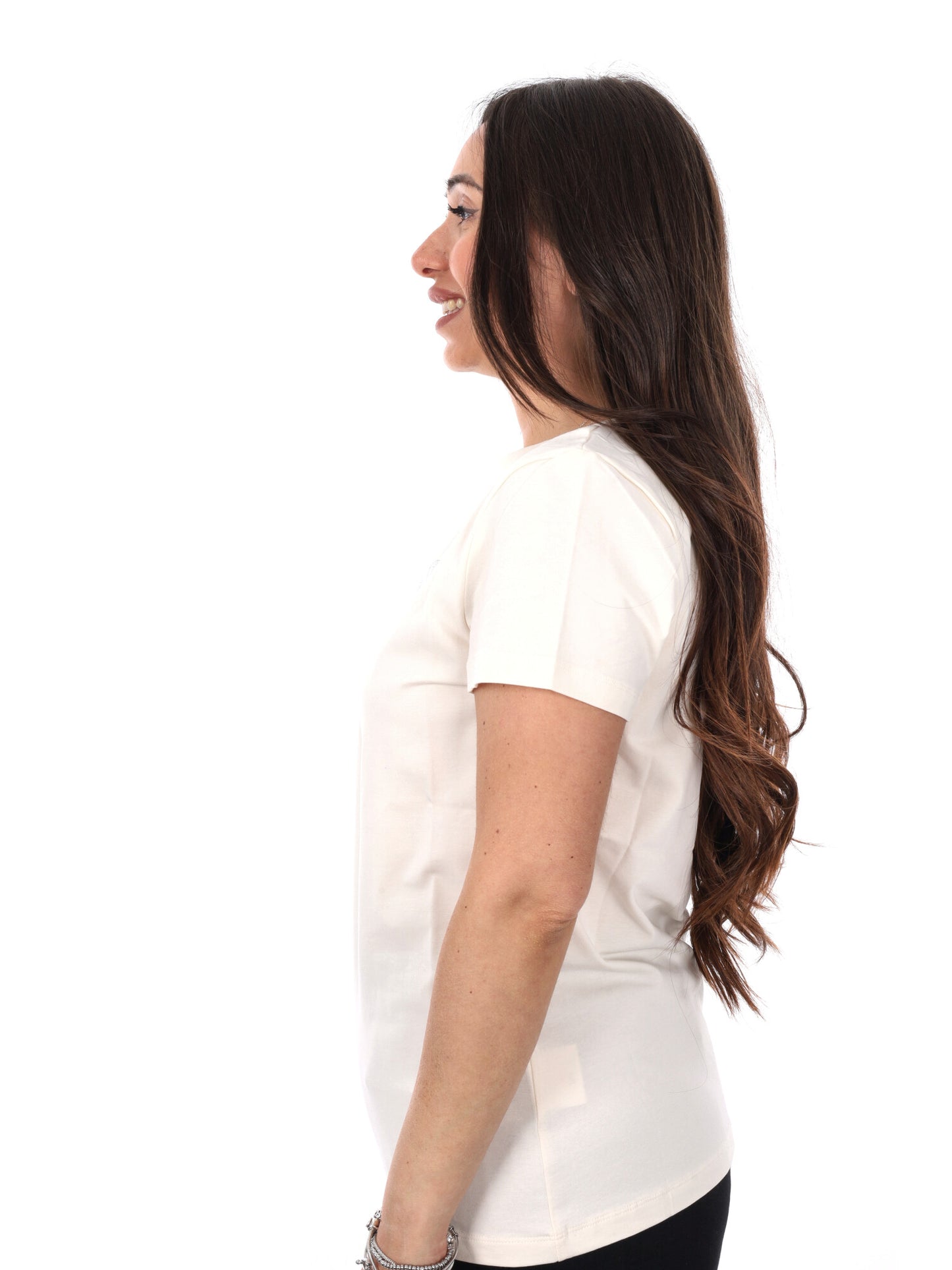 Guess Brianna, t-shirt donna maniche corte color panna