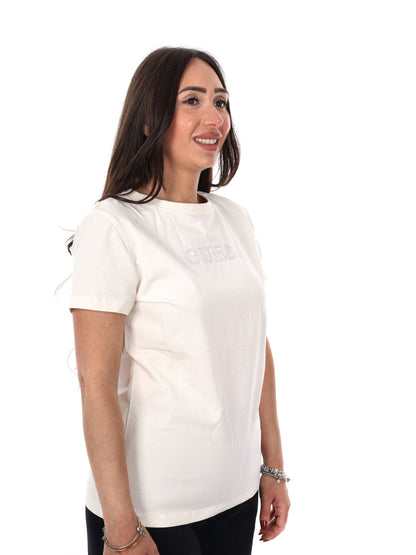 Guess Brianna, t-shirt donna maniche corte color panna