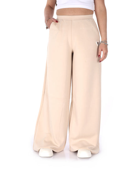 Pantaloni wide leg Guess Olympe beige da donna