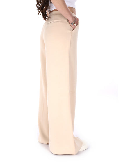 Pantaloni wide leg Guess Olympe beige da donna