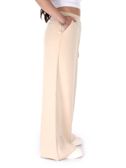 Pantaloni wide leg Guess Olympe beige da donna