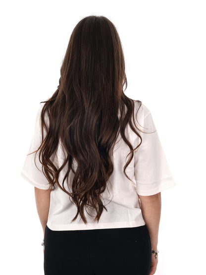 T-shirt Aurelie Boxy con logo ricamato in panna da donna