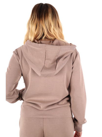FELPA OLYMPE FULL ZIP E CAPPUCCIO GUESS DA DONNA TAUPE