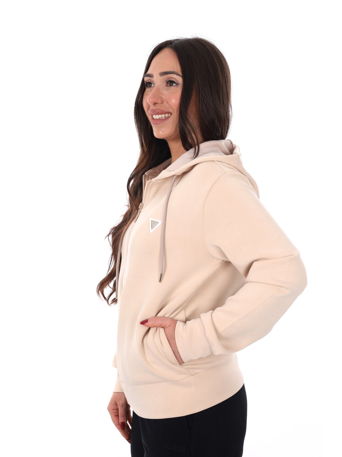 Guess Olympe fullzip, felpa con cappuccio donna beige