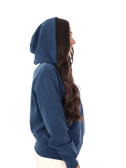 Felpa con zip Guess Olympe fullzip da donna blu