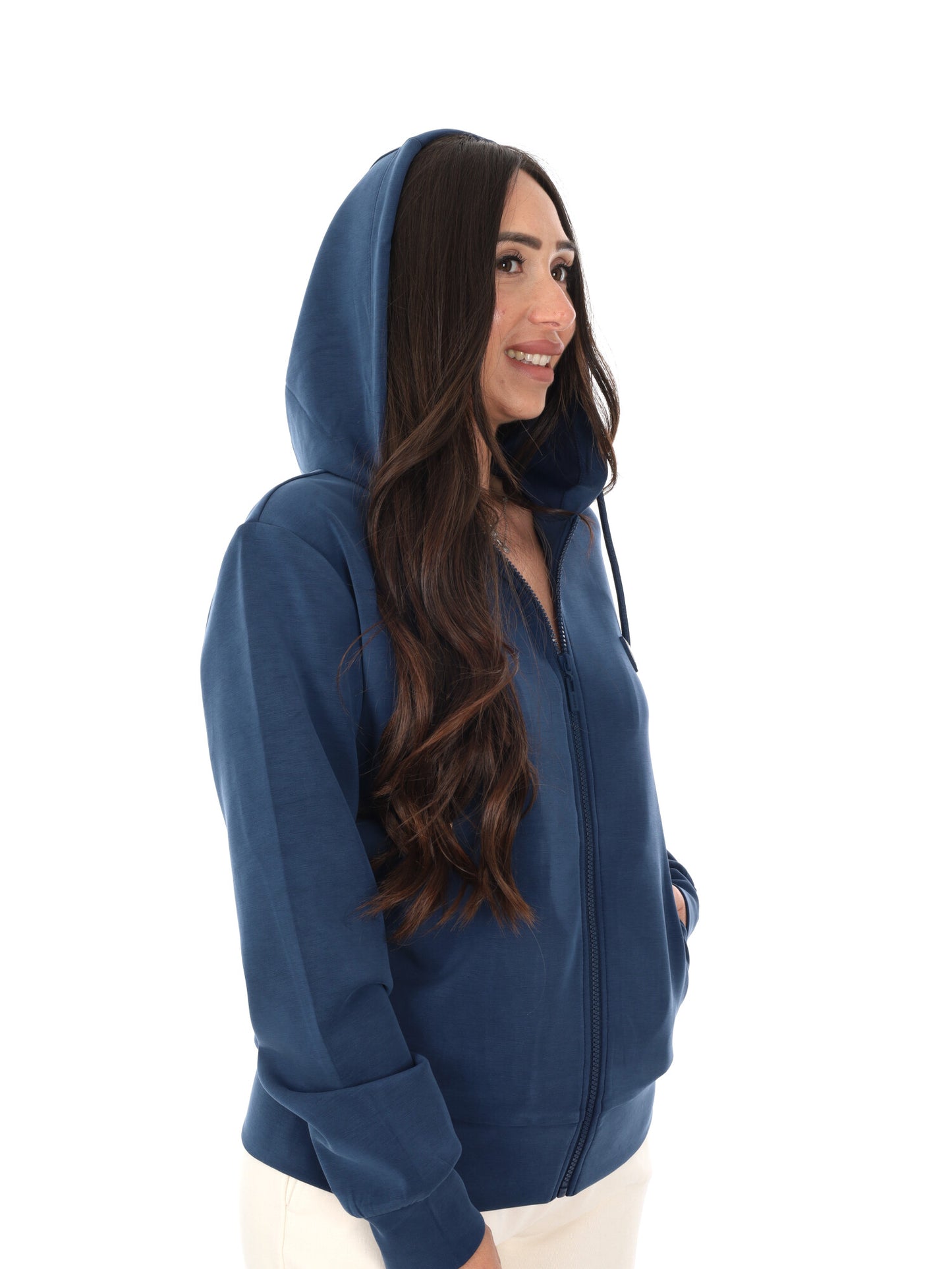 Felpa con zip Guess Olympe fullzip da donna blu