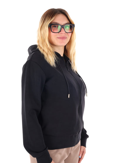FELPA OLYMPE FULL ZIP E CAPPUCCIO GUESS DA DONNA NERO