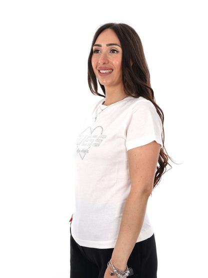 Guess Narciso, t-shirt donna panna in puro cotone