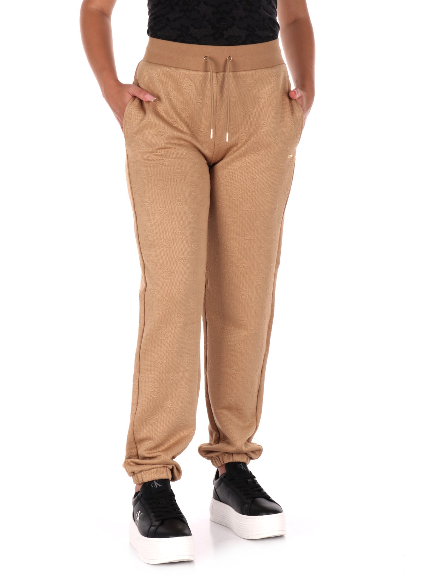 PANTALONE JOGGER PEONY CON STAMPA 3D GUESS DA DONNA SABBIA