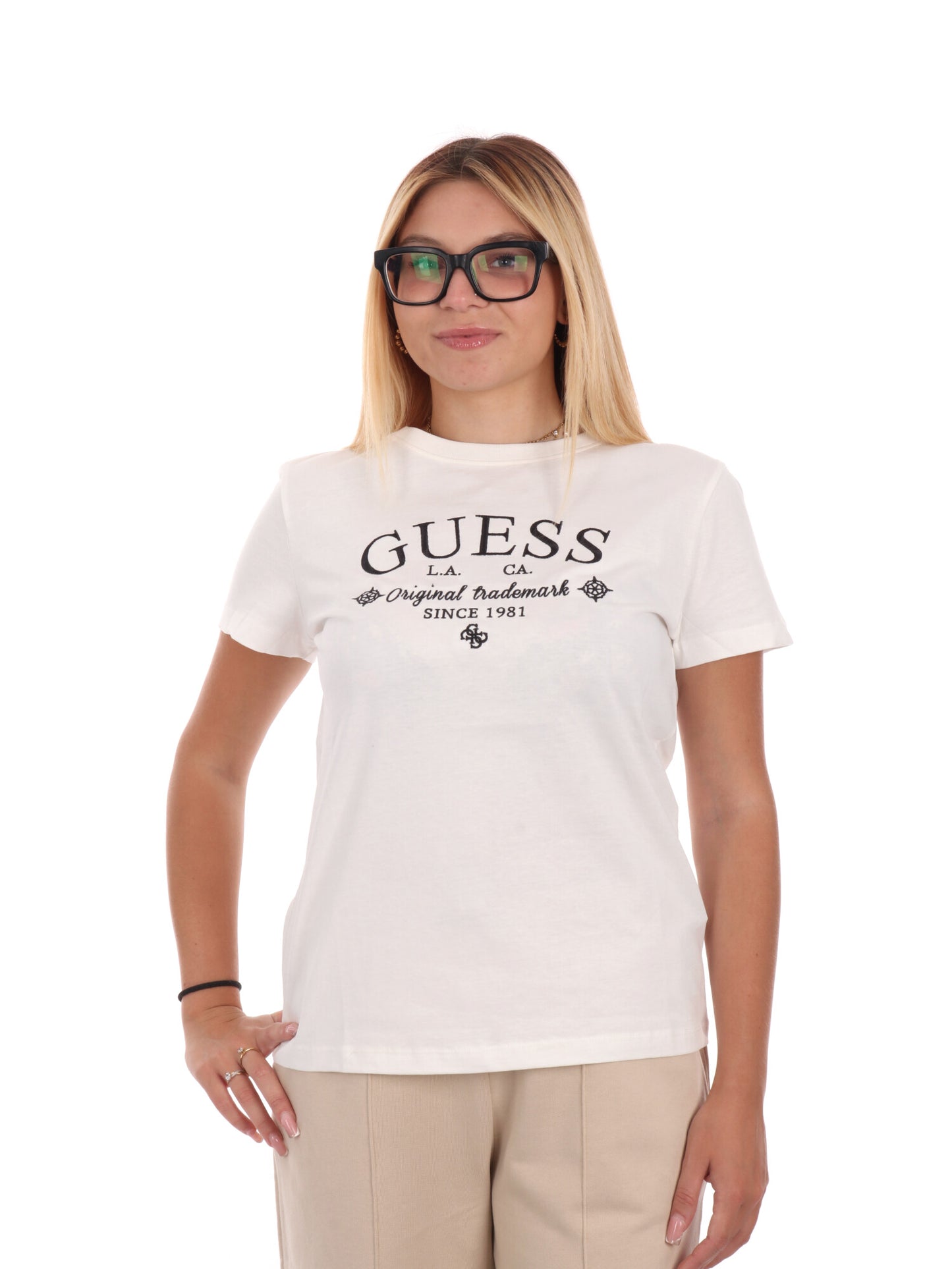 T-SHIRT GLORIA GUESS DA DONNA PANNA