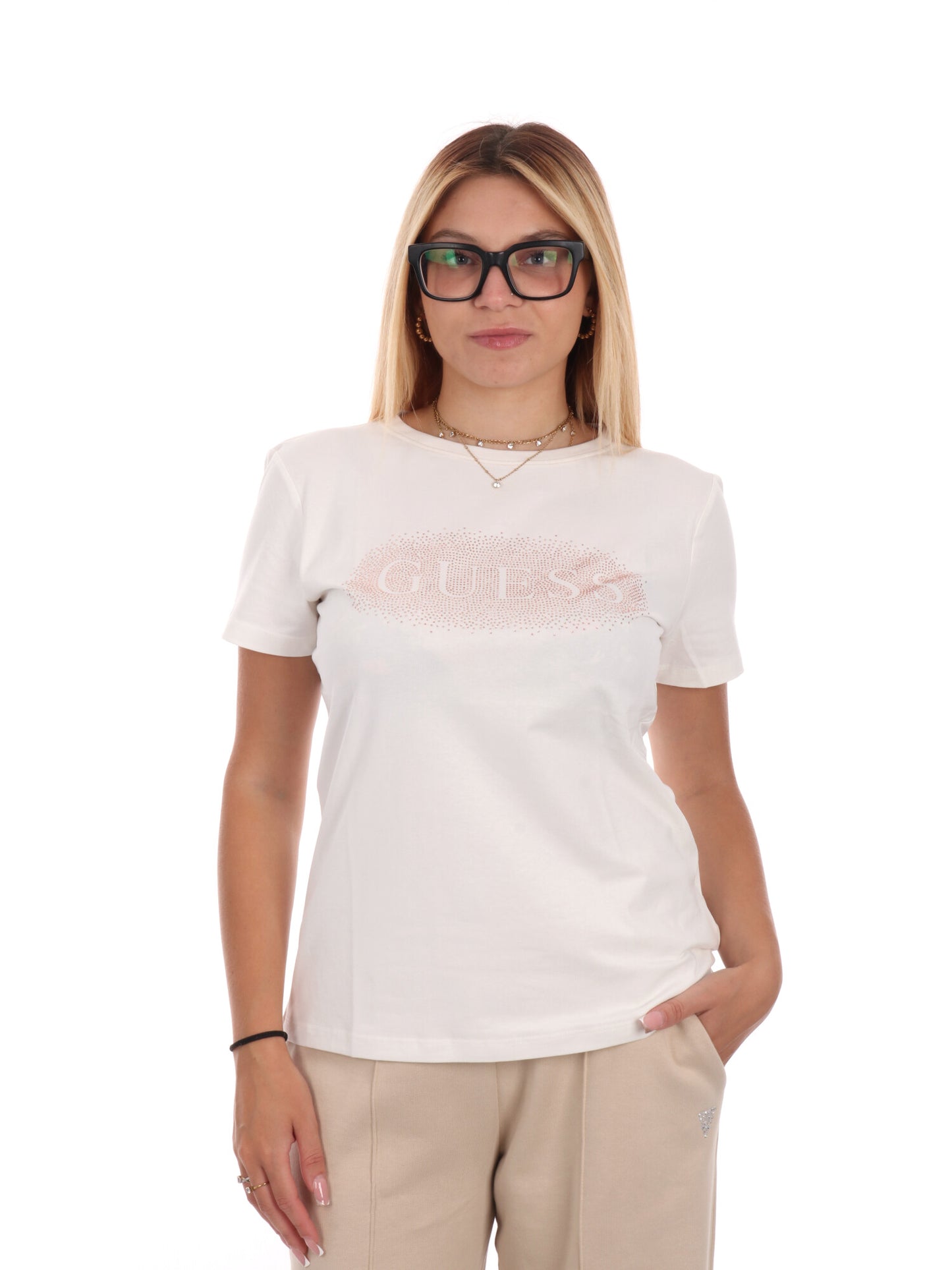 T-SHIRT INGRID GUESS DA DONNA BIANCO