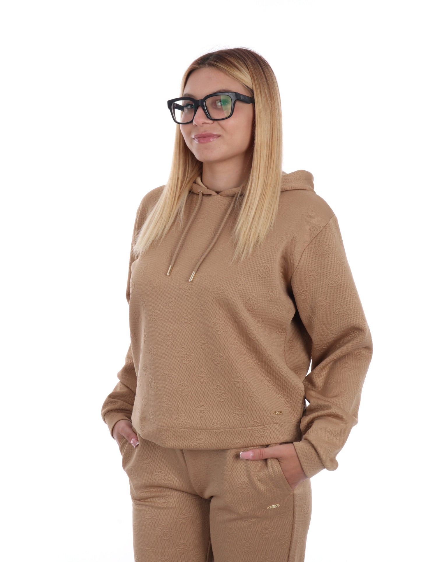 FELPA PEONY CON STAMPA 3D GUESS DA DONNA SABBIA