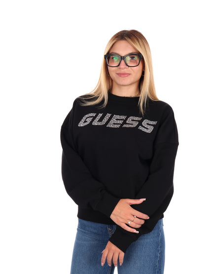 FELPA PRIMULA CON STRASS GUESS DA DONNA NERO