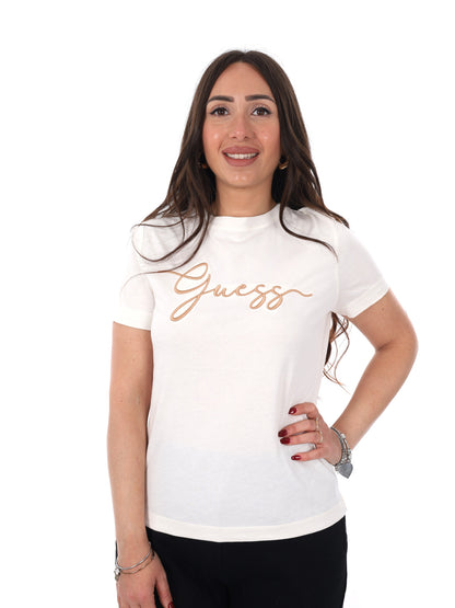 Guess Circe, t-shirt maniche corte donna panna elegante