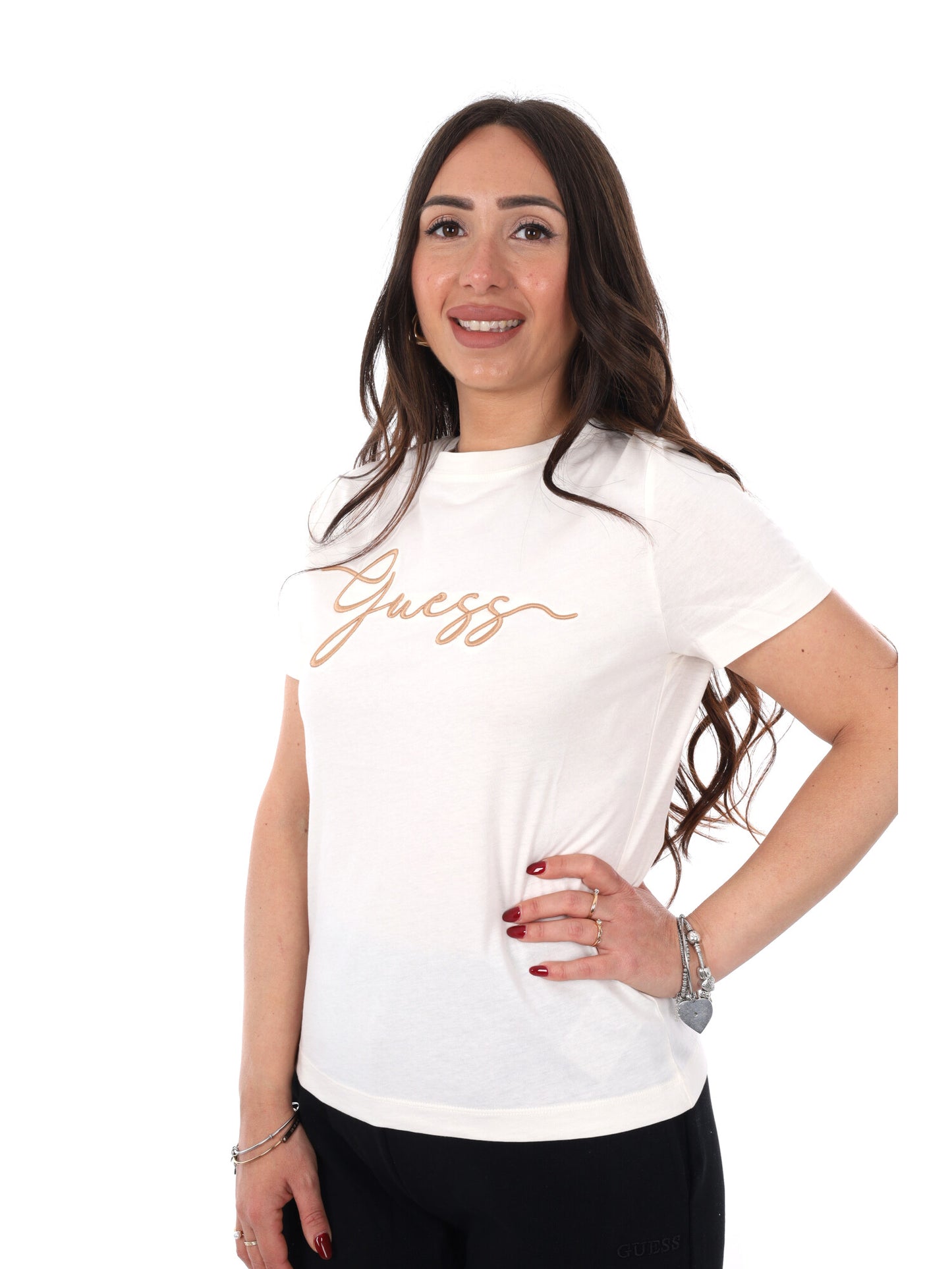 Guess Circe, t-shirt maniche corte donna panna elegante