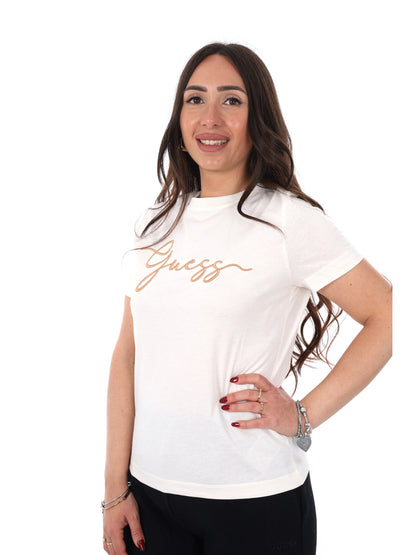 Guess Circe, t-shirt maniche corte donna panna elegante
