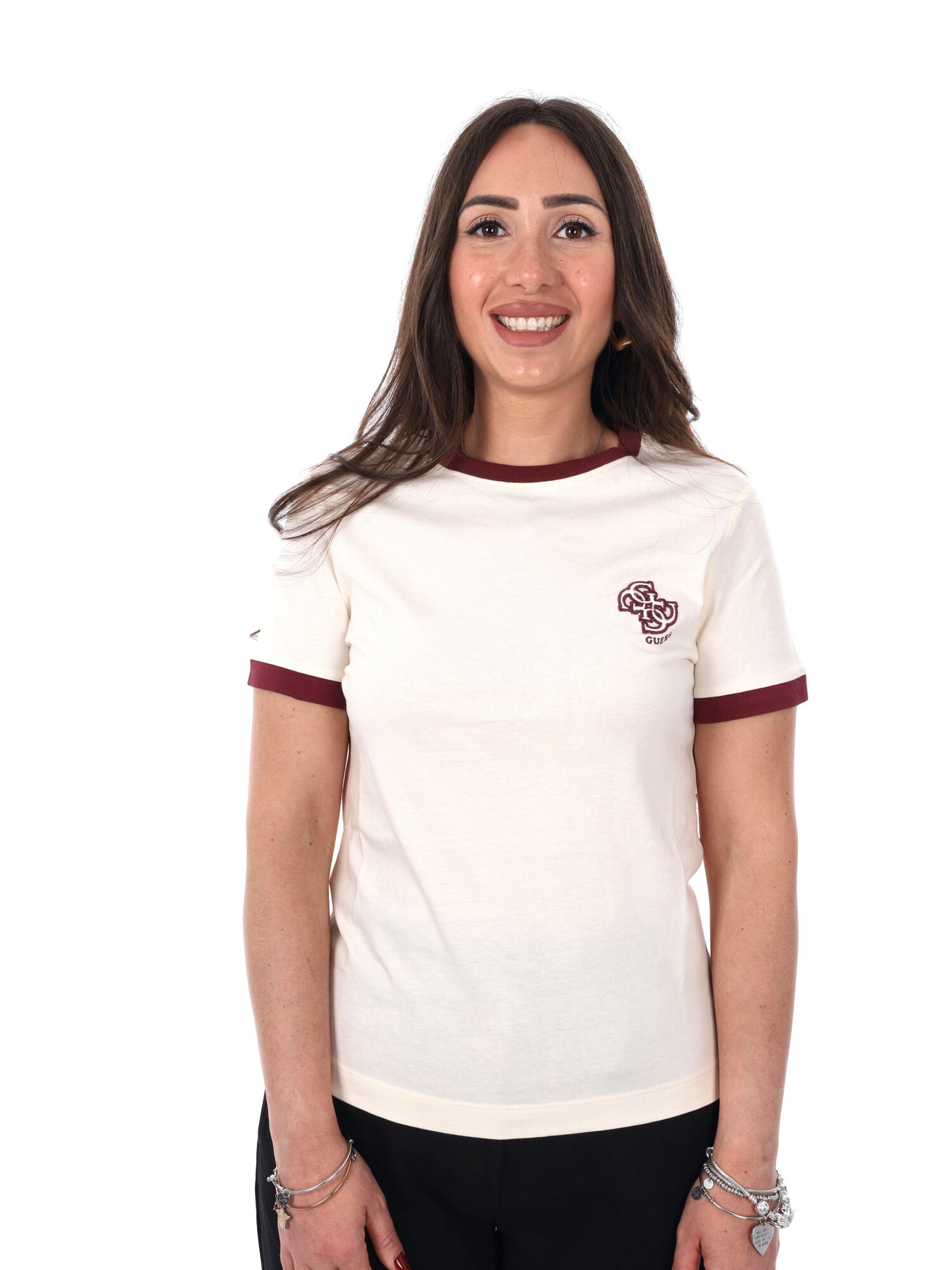 T-shirt Greta di Guess donna in colore crema
