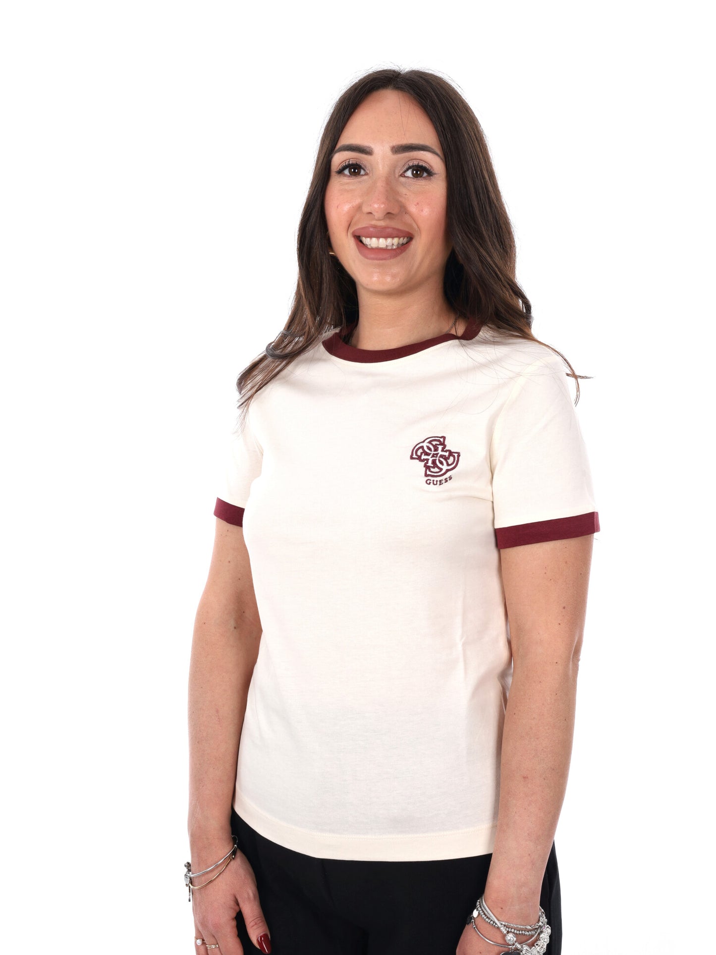 T-shirt Greta di Guess donna in colore crema