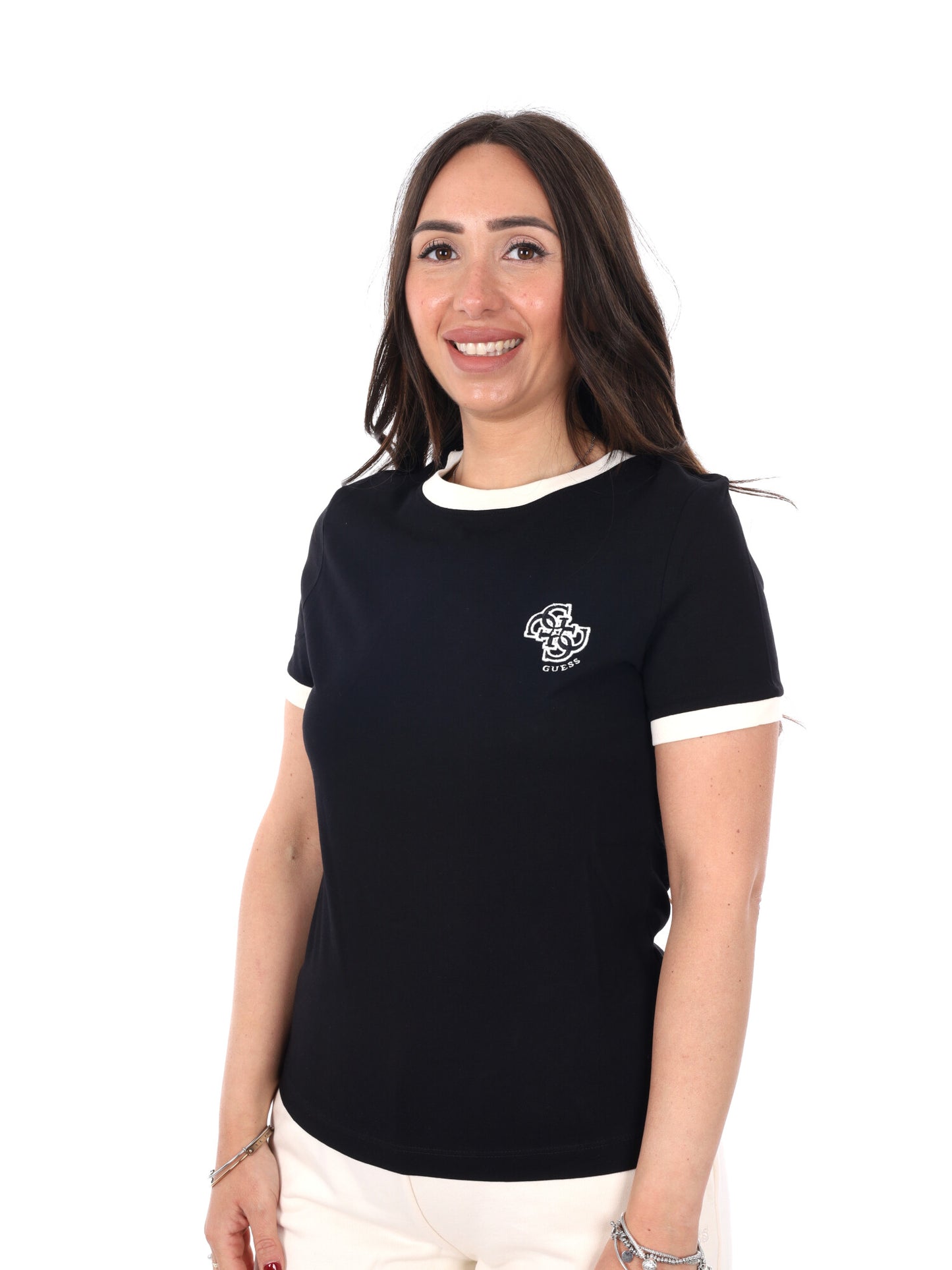 Guess Greta, t-shirt girocollo da donna nera