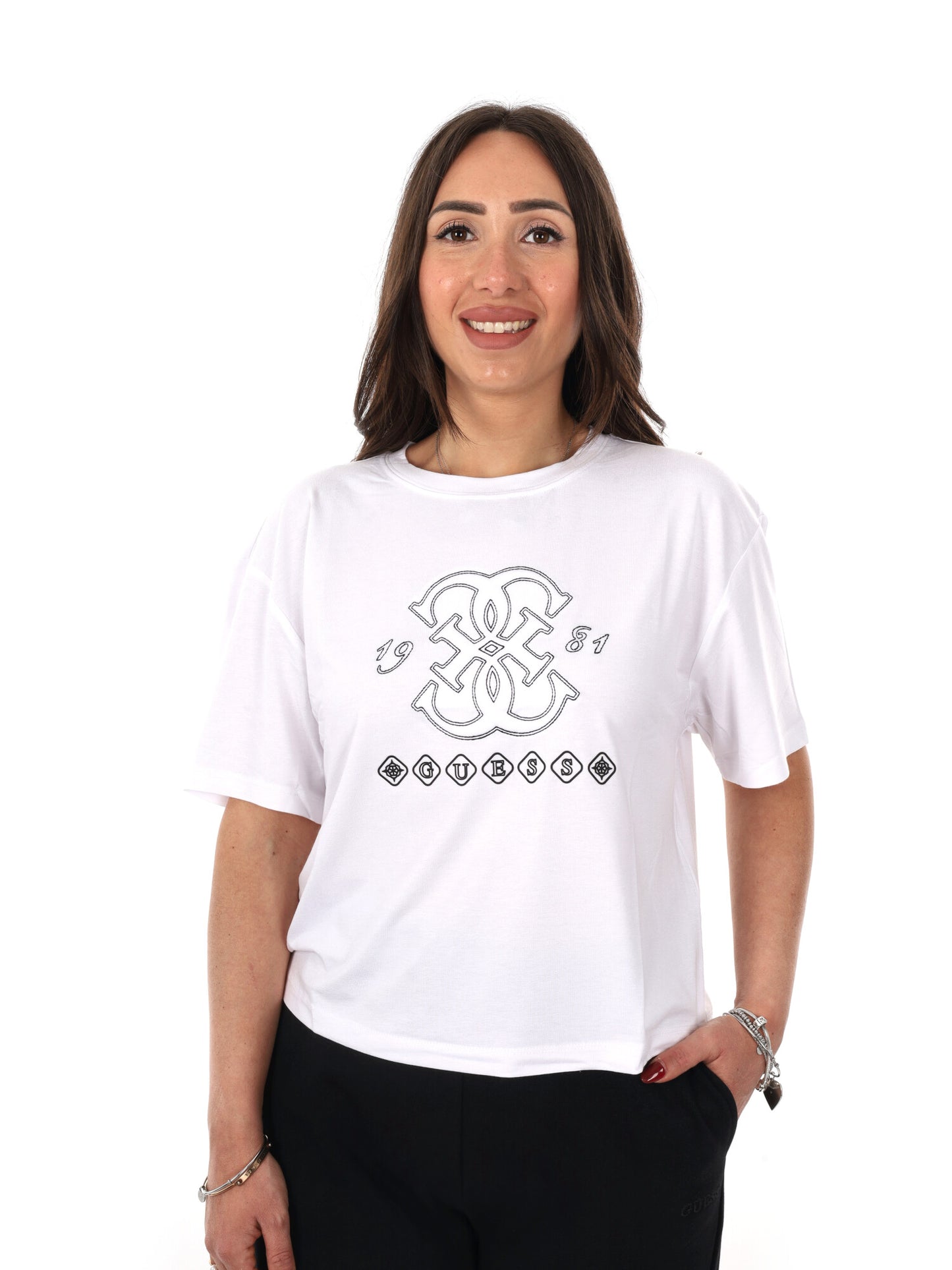 Guess Gabi t-shirt donna bianca in viscosa e elastan