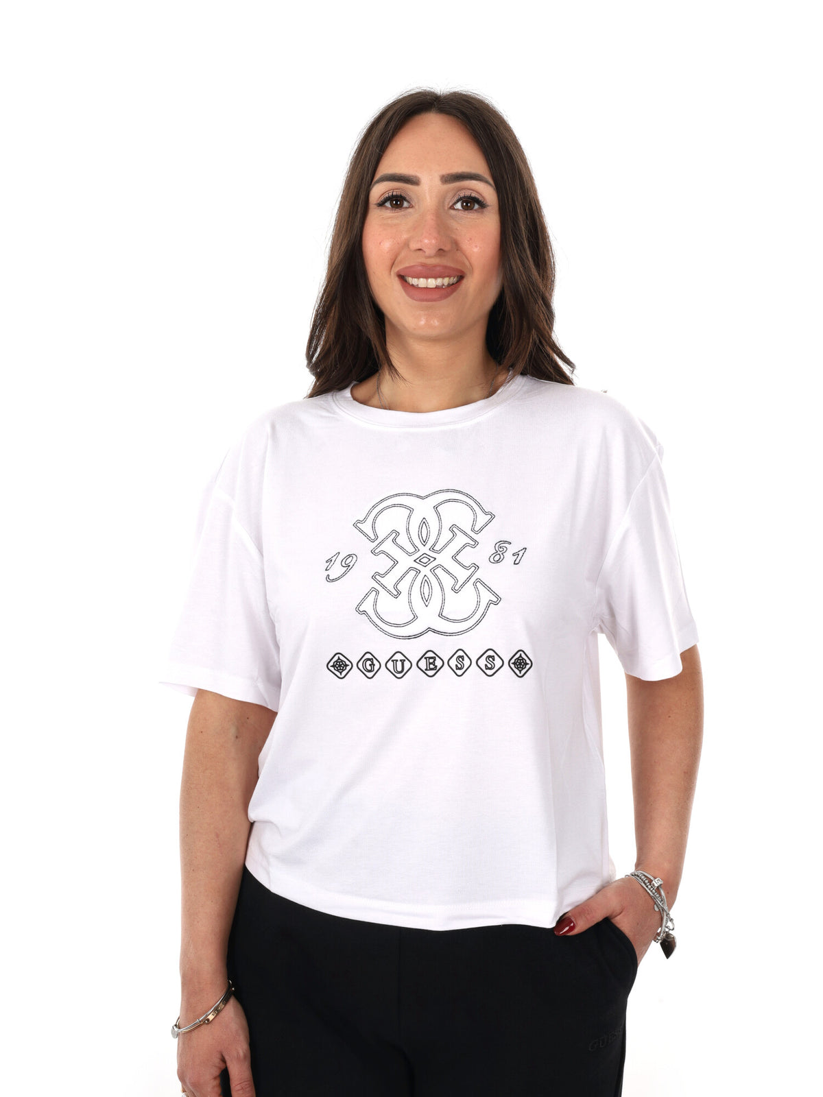 Guess gabi t-shirt da donna bianco
