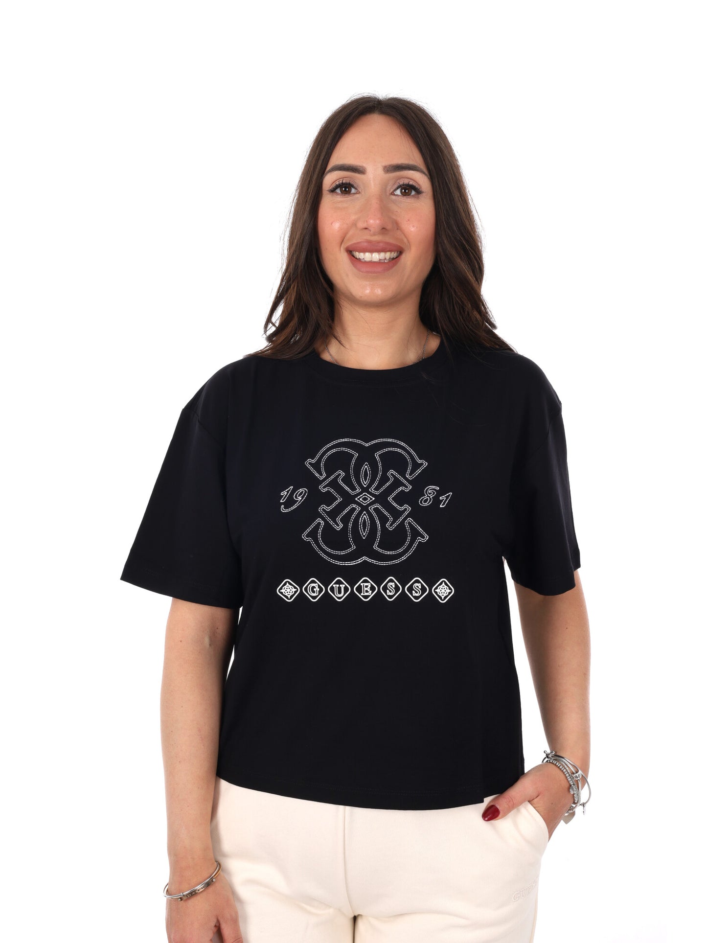 Guess Gabi t-shirt a maniche corte da donna in nero
