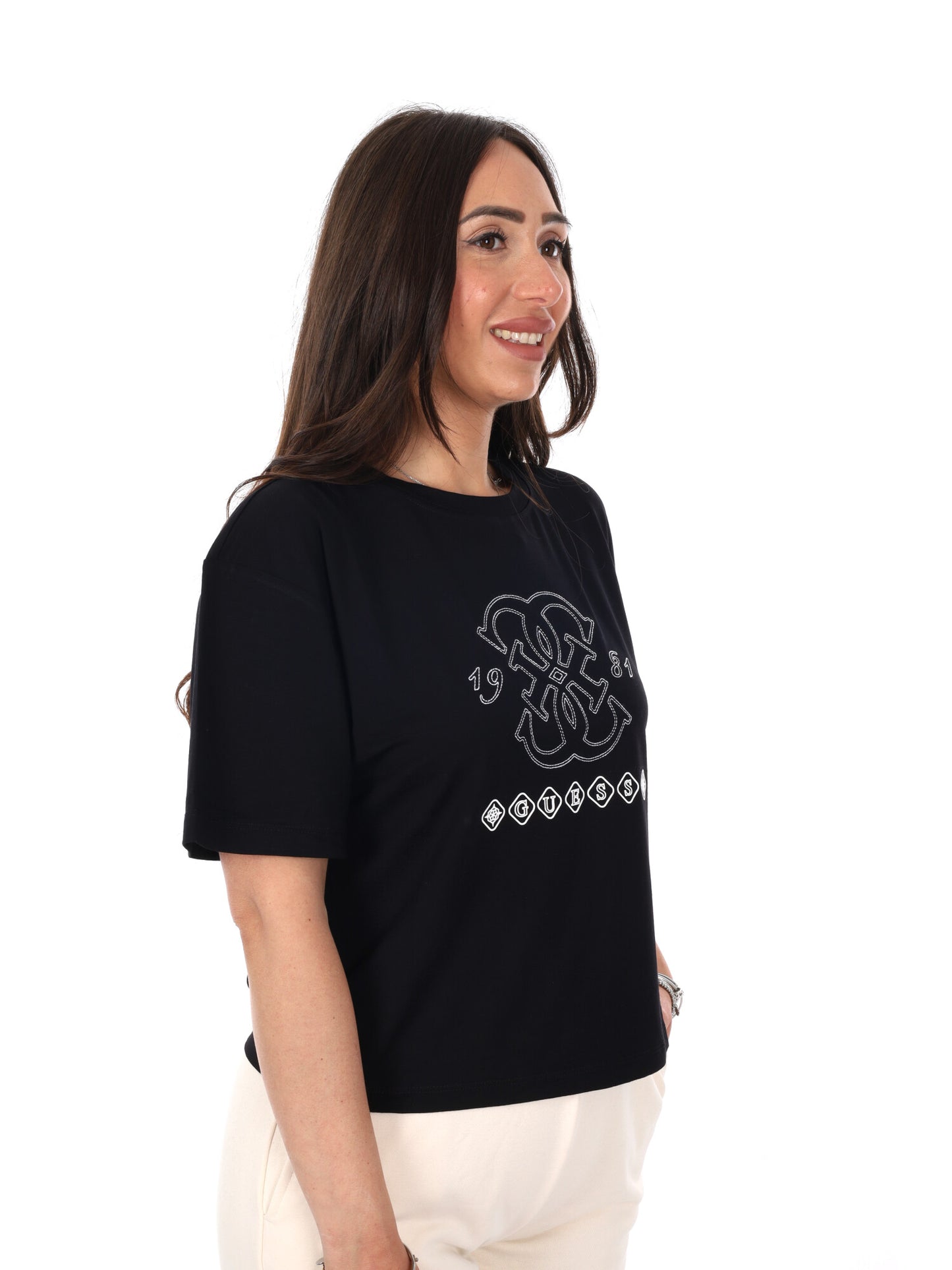 Guess Gabi t-shirt a maniche corte da donna in nero