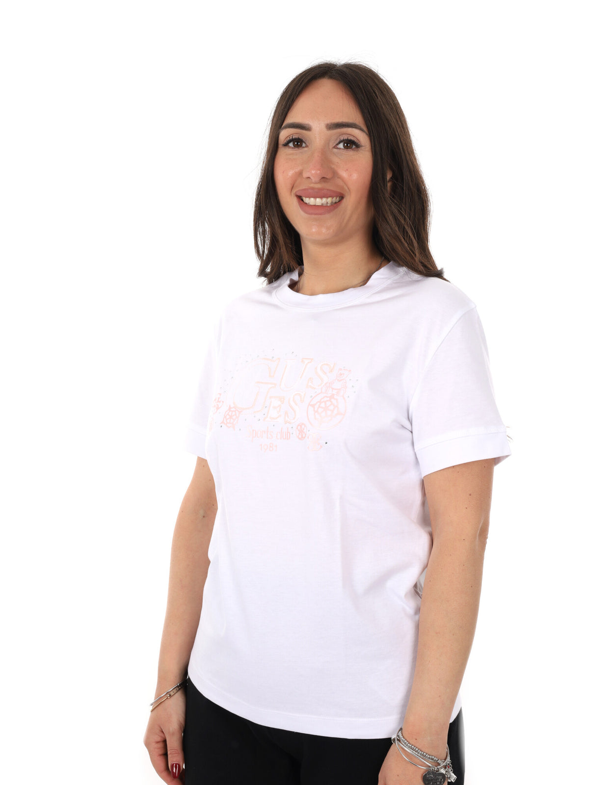 Guess solange t-shir t-shirt da donna bianco