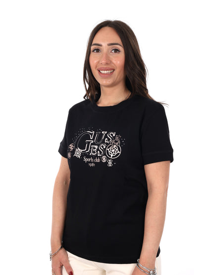 Guess Solange, t-shirt maniche corte da Donna nera