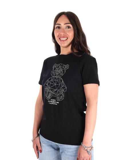 Guess Romy T-shirt donna nera con dettaglio strass