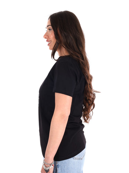 Guess Romy T-shirt donna nera con dettaglio strass