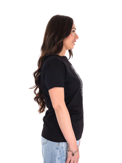Guess Romy T-shirt donna nera con dettaglio strass