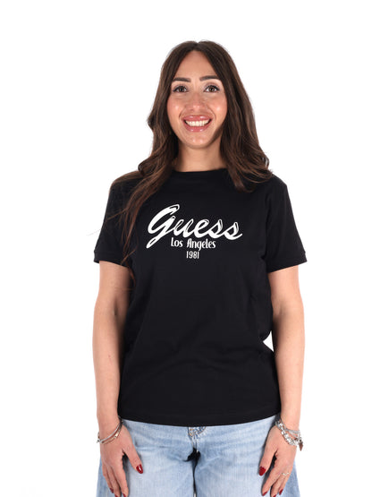 T-shirt maniche corte Guess Andrea da donna in nero