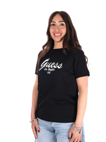 T-shirt maniche corte Guess Andrea da donna in nero