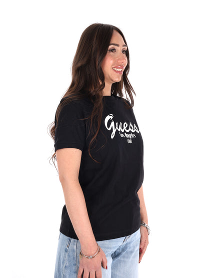 T-shirt maniche corte Guess Andrea da donna in nero