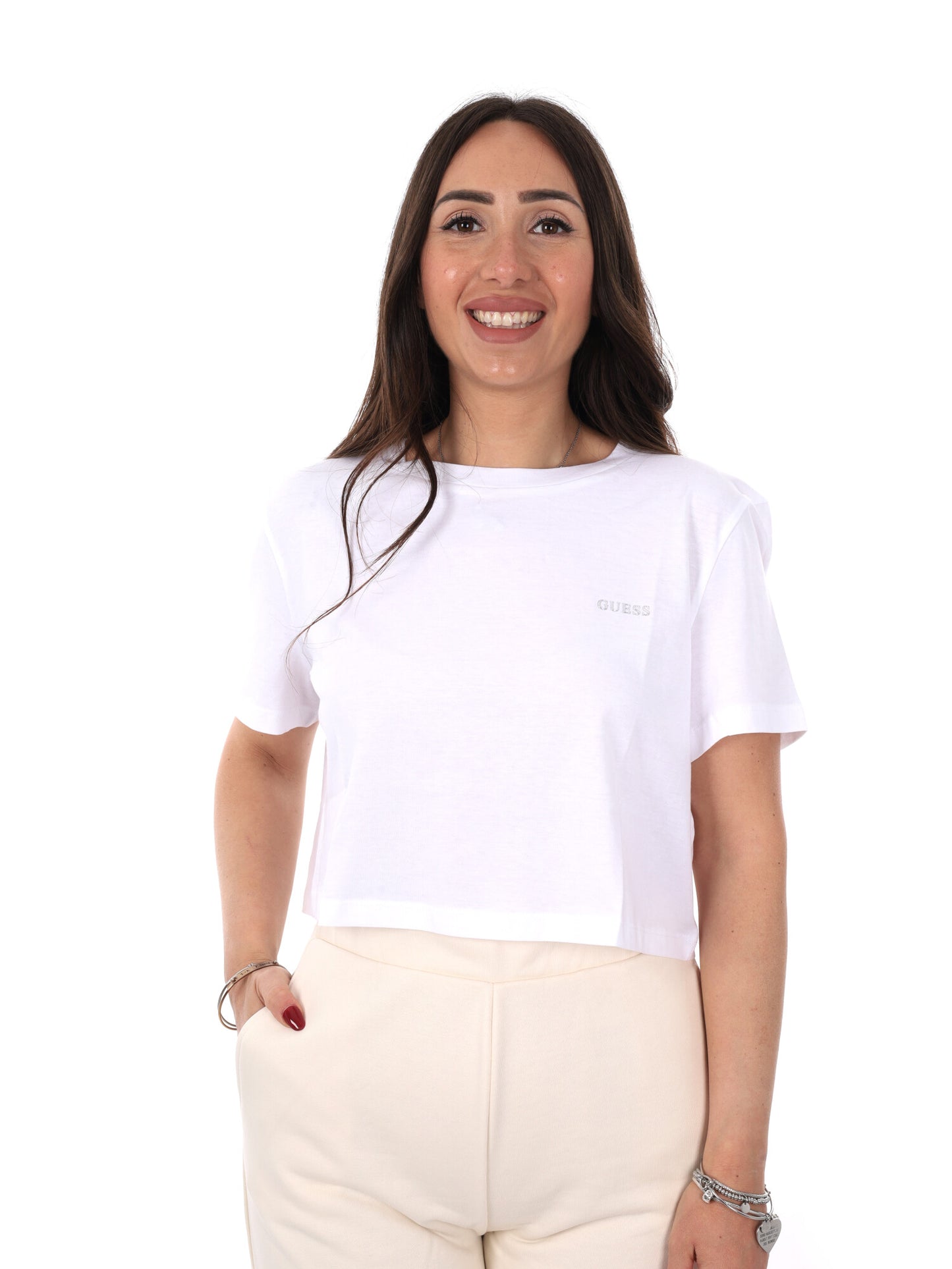 Guess Selene, t-shirt bianca da donna in cotone