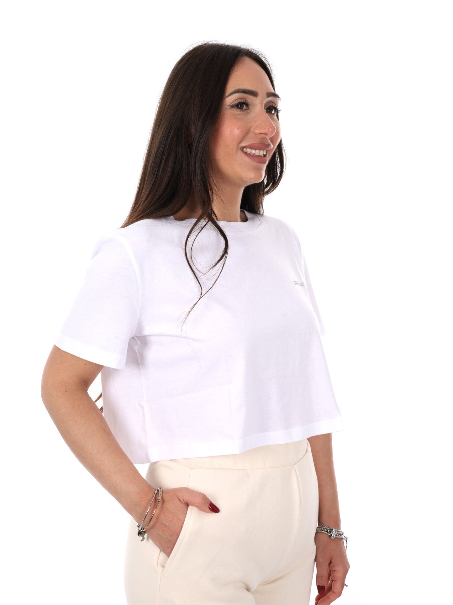 Guess Selene, t-shirt bianca da donna in cotone